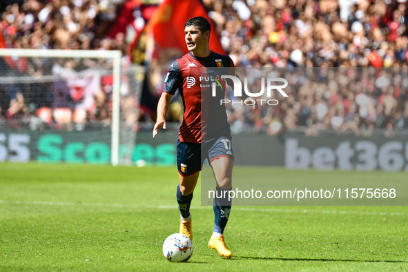 #17 Ruslan Malinovskyi of Genoa is in action during the Serie A ENILIVE 24/25 match between Genoa CFC and AS Roma at Stadio Luigi Ferraris i...