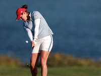 GAINESVILLE, VIRGINIA - SEPTEMBER 14: Ally Ewing of the United States hits from the 17th fairway during Day Two of the Solheim Cup at Robert...