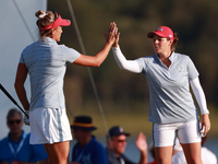 GAINESVILLE, VIRGINIA - SEPTEMBER 14: Ally Ewing of the United States and Lexi Thompson of the United States celebrate at the 16th green  du...