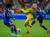 Players compete for the ball during the 'Hell is Real' Major League Soccer match between FC Cincinnati and the Columbus Crew at TQL Stadium...