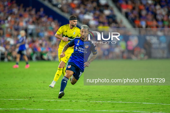 Cincinnati midfielder Luciano Acosta appears during the 'Hell is Real' Major League Soccer match between FC Cincinnati and the Columbus Crew...