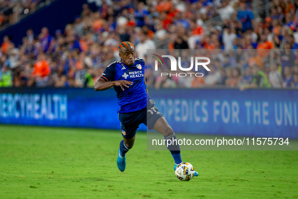 Cincinnati attacker, Sergio Santos, is seen during the 'Hell is Real' Major League Soccer match between FC Cincinnati and the Columbus Crew...