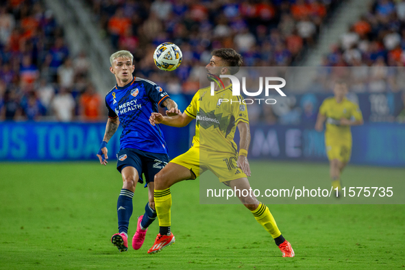 Columbus attacker Diego Rossi is seen during the 'Hell is Real' Major League Soccer match between FC Cincinnati and the Columbus Crew at TQL...