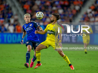 Columbus attacker Diego Rossi is seen during the 'Hell is Real' Major League Soccer match between FC Cincinnati and the Columbus Crew at TQL...