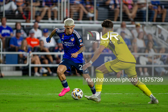 Cincinnati midfielder Luca Orellano appears during the 'Hell is Real' Major League Soccer match between FC Cincinnati and the Columbus Crew...