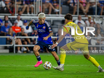 Cincinnati midfielder Luca Orellano appears during the 'Hell is Real' Major League Soccer match between FC Cincinnati and the Columbus Crew...