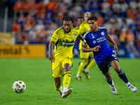 Columbus defender Steven Moreira appears during the 'Hell is Real' Major League Soccer match between FC Cincinnati and the Columbus Crew at...