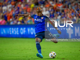 Cincinnati attacker, Sergio Santos, is seen during the 'Hell is Real' Major League Soccer match between FC Cincinnati and the Columbus Crew...