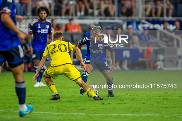 Cincinnati midfielder Luciano Acosta appears during the 'Hell is Real' Major League Soccer match between FC Cincinnati and the Columbus Crew...