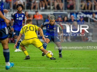 Cincinnati midfielder Luciano Acosta appears during the 'Hell is Real' Major League Soccer match between FC Cincinnati and the Columbus Crew...