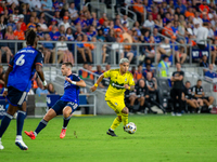 Columbus attacker, Cucho Hernandez, is seen during the 'Hell is Real' Major League Soccer match between FC Cincinnati and the Columbus Crew...