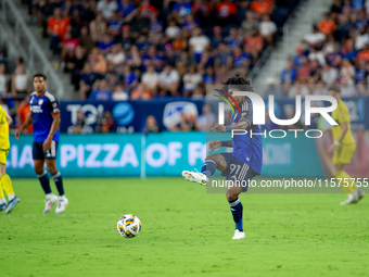 Cincinnati defender DeAndre Yedlin appears during the 'Hell is Real' Major League Soccer match between FC Cincinnati and the Columbus Crew a...