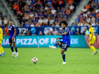 Cincinnati defender DeAndre Yedlin appears during the 'Hell is Real' Major League Soccer match between FC Cincinnati and the Columbus Crew a...