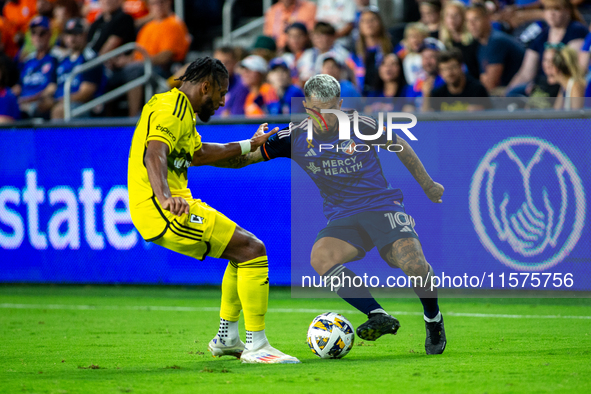 Cincinnati midfielder Luciano Acosta moves the ball upfield during the 'Hell is Real' Major League Soccer match between FC Cincinnati and th...