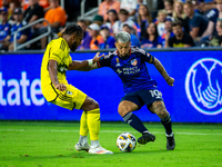 Cincinnati midfielder Luciano Acosta moves the ball upfield during the 'Hell is Real' Major League Soccer match between FC Cincinnati and th...