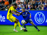 Cincinnati midfielder Luciano Acosta appears during the 'Hell is Real' Major League Soccer match between FC Cincinnati and the Columbus Crew...