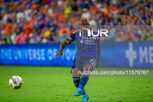 Cincinnati forward Sergio Santos appears during the 'Hell is Real' Major League Soccer match between FC Cincinnati and the Columbus Crew at...