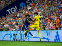 Cincinnati defender DeAndre Yedlin and Columbus defender Max Arfsten compete for the ball during the 'Hell is Real' Major League Soccer matc...