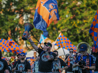 Cincinnati supporters are seen prior to the start of the 'Hell is Real' Major League Soccer match between FC Cincinnati and the Columbus Cre...