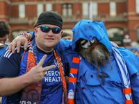 Cincinnati supporters are seen prior to the start of the 'Hell is Real' Major League Soccer match between FC Cincinnati and the Columbus Cre...