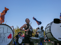 Cincinnati supporters are seen prior to the start of the 'Hell is Real' Major League Soccer match between FC Cincinnati and the Columbus Cre...