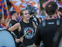 Cincinnati supporters are seen prior to the start of the 'Hell is Real' Major League Soccer match between FC Cincinnati and the Columbus Cre...