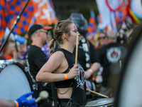 Cincinnati supporters are seen prior to the start of the 'Hell is Real' Major League Soccer match between FC Cincinnati and the Columbus Cre...