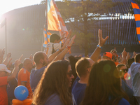 Cincinnati supporters are seen prior to the start of the 'Hell is Real' Major League Soccer match between FC Cincinnati and the Columbus Cre...