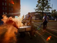 Cincinnati supporters are seen prior to the start of the 'Hell is Real' Major League Soccer match between FC Cincinnati and the Columbus Cre...