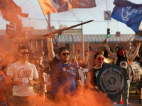 Cincinnati supporters are seen prior to the start of the 'Hell is Real' Major League Soccer match between FC Cincinnati and the Columbus Cre...