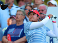 GAINESVILLE, VIRGINIA - SEPTEMBER 14: Lilia Vu of Team USA hits from the 15th tee during Day Two of the Solheim Cup at Robert Trent Jones Go...