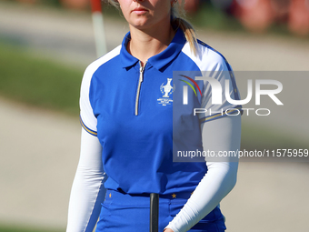 GAINESVILLE, VIRGINIA - SEPTEMBER 14: Emily Kristine Pedersen of Team Europe walks on the 14th green during Day Two of the Solheim Cup at Ro...