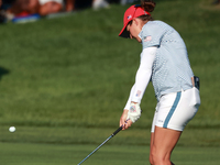 GAINESVILLE, VIRGINIA - SEPTEMBER 14: Ally Ewing of the United States hits from the 14th fairway during Day Two of the Solheim Cup at Robert...