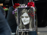 A hundred people take part in a bike demonstration to mark the second anniversary of Mahsa Amini's death for the Woman, Life, and Freedom mo...