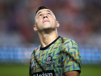 Houston Dynamo forward Ezequiel Ponce (10) warms up ahead of a match against Real Salt Lake at Shell Energy Stadium in Houston, Texas, on Se...