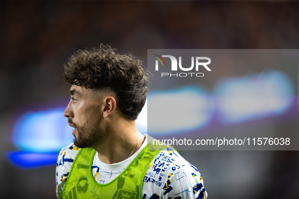 Real Salt Lake midfielder Matt Crooks (25) participates in a match between Houston Dynamo and Real Salt Lake at Shell Energy Stadium in Hous...