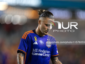 Houston Dynamo midfielder Sebastian Kowalczyk (27) during a match between Houston Dynamo and Real Salt Lake at Shell Energy Stadium in Houst...