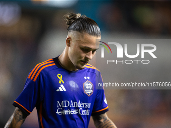 Houston Dynamo midfielder Sebastian Kowalczyk (27) during a match between Houston Dynamo and Real Salt Lake at Shell Energy Stadium in Houst...