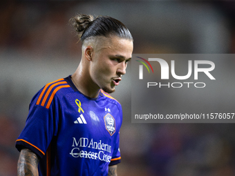 Houston Dynamo midfielder Sebastian Kowalczyk (27) during a match between Houston Dynamo and Real Salt Lake at Shell Energy Stadium in Houst...