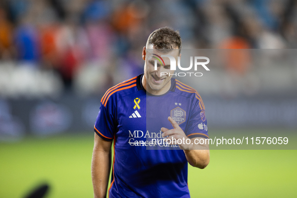 Houston Dynamo defender Erik Sviatchenko participates in a match between Houston Dynamo and Real Salt Lake at Shell Energy Stadium in Housto...