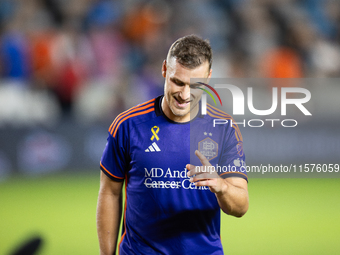 Houston Dynamo defender Erik Sviatchenko participates in a match between Houston Dynamo and Real Salt Lake at Shell Energy Stadium in Housto...