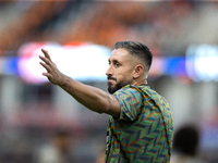 Houston Dynamo team captain Hector Herrera waves at fans during a match between Houston Dynamo and Real Salt Lake at Shell Energy Stadium in...