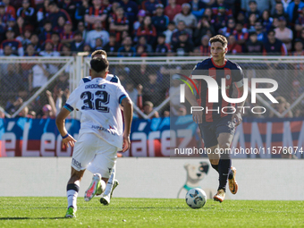 Gaston Campi of San Lorenzo plays the ball during a match between San Lorenzo and Velez as part of Copa de la Liga 2024 at Estadio Pedro Bid...