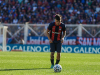 Matias Reali of San Lorenzo plays the ball during a match between San Lorenzo and Velez as part of Copa de la Liga 2024 at Estadio Pedro Bid...