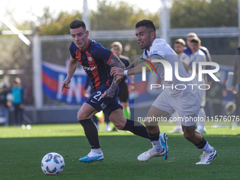 Malcom Braida of San Lorenzo plays the ball during a match between San Lorenzo and Velez as part of Copa de la Liga 2024 at Estadio Pedro Bi...