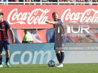 Iker Muniain of San Lorenzo plays the ball during a match between San Lorenzo and Velez as part of Copa de la Liga 2024 at Estadio Pedro Bid...