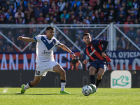 Nahuel Bustos of San Lorenzo plays the ball during a match between San Lorenzo and Velez as part of Copa de la Liga 2024 at Estadio Pedro Bi...