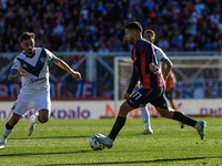 Nahuel Bustos of San Lorenzo plays the ball during a match between San Lorenzo and Velez as part of Copa de la Liga 2024 at Estadio Pedro Bi...