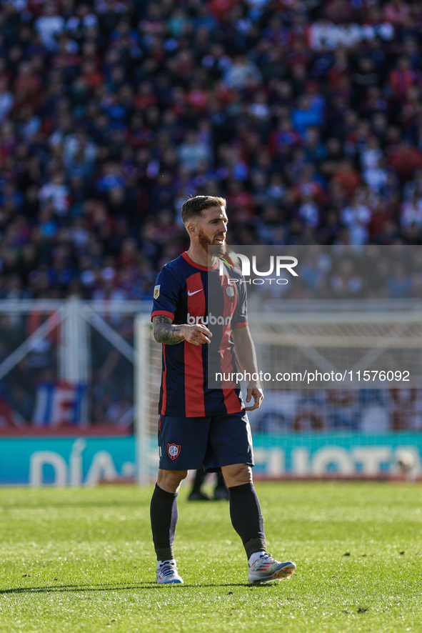 Iker Muniain of San Lorenzo is seen in action during the match between San Lorenzo and Velez as part of Copa de la Liga 2024 at Estadio Pedr...