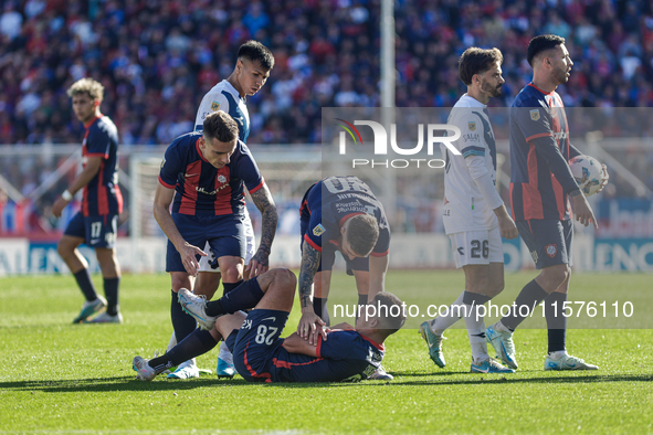 Iker Muniain, Alexis Cuello, and Malcom Braida of San Lorenzo during the match between San Lorenzo and Velez as part of Copa de la Liga 2024...